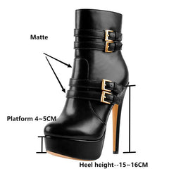 Buckle Platform Stiletto Ankle Boots