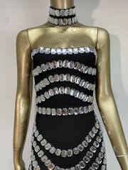 Black Strapless Beaded Maxi Dress – Elegant Gown