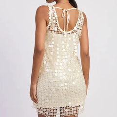 Sequin Mesh Mini Dress
