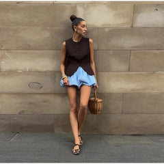 Sculpted Vest & Bubble Skirt Set | Bold Street Style 2-Piece Look