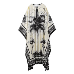 Printed Caftan Satin Maxi Dress