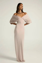 Draped Off-Shoulder Maxi Dress