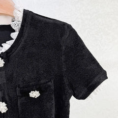 Embellished Short-Sleeve Knit Midi Dress