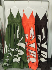 Floral Print V-Neck Shirred Empire Waist Maxi Dress