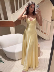 Satin Spaghetti Strap Sweetheart Maxi Dress