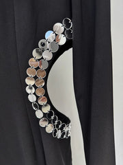 Black Cutout Embellished High Slit Maxi Dress