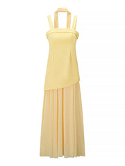 Yellow dress with a pleated skirt