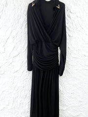 Black maxi dress laid flat