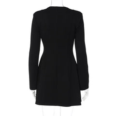 Black Tailored Blazer Mini Dress with Button Front