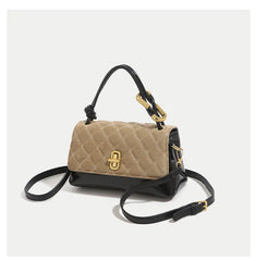 Microfiber Quilted Flap Top-Handle Bag – Neutral & Black Variants