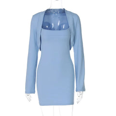 Light blue dress set on a mannequin