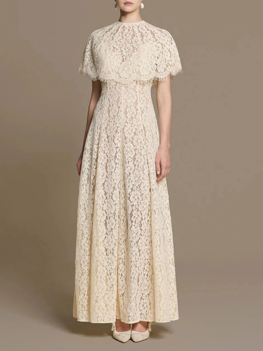 Lace cap sleeve maxi dress