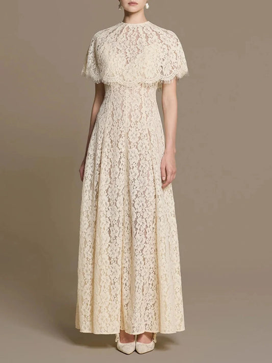 Lace cap sleeve maxi dress
