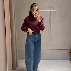 Stand Collar Ribbed Bomber Jacket