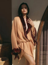 Fur trim wrap mini dress