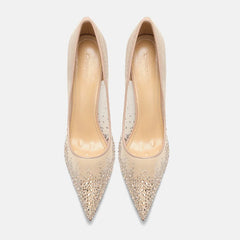 Rhinestone Mesh Stiletto Pumps