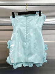 3D Flower Strapless Mini Dress