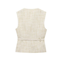 Beige checkered vest on a white background