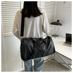 Crocodile Embossed Travel Duffle Bag