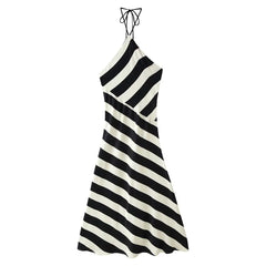 Striped halter midi dress front view