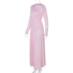 Pink evening gown on a white background