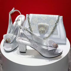 Peep Toe Heel & Matching Bag Set | Elegant Party Shoes with Clutch