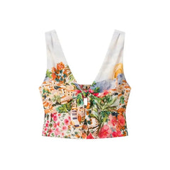 Landscape Sequence Printed Crop Top and Midi Skirt Set