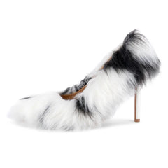 Faux Fur Pointed Toe Stiletto Heels