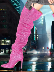 Crystal Embellished Over The Knee Boots