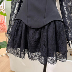 Lace Bow Off shoulder Mini Dress