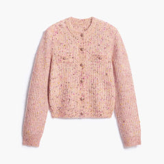 Bouclé Knit Button Front Cardigan Sweater