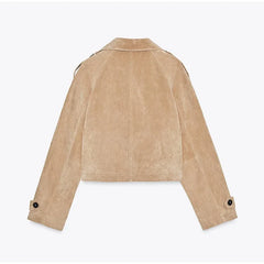 Beige suede jacket- back view