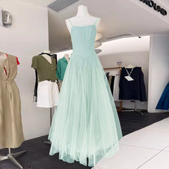 Square Neckline Tulle Empire Waist A-Line Dress