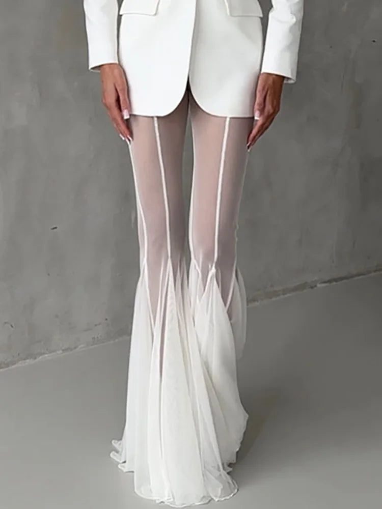 Deep V neck hollow out long sleeve suit set.