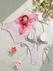 Sheer Orchid Print Beach Cover-up Swimwear