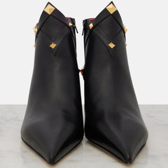 Pointed Toe Studded Heel Ankle Boots