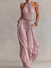 Pink halter wide leg top and pants set