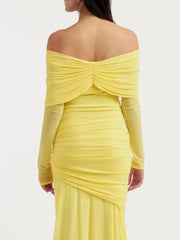 Tie Up Off-Shoulder Draped Gown