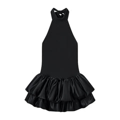Turtleneck Sleeveless Ruffled Mini Dress