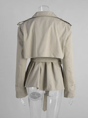 Belted Double Breasted Crop Jacket