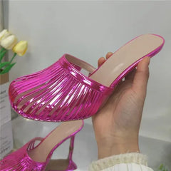 Metallic Stiletto Mule Heels