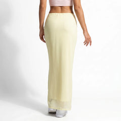 Yellow Draped Knot Front Maxi Skirt