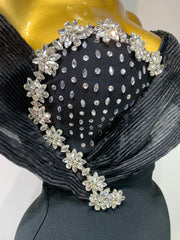 One Shoulder Embellished Neckline Gown