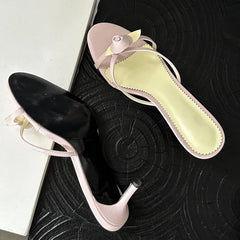 Flower Embellished Thin Heel Mules