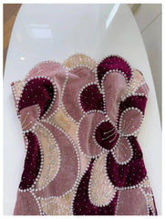 Velvet Colour-Blocked Beaded Column Dress