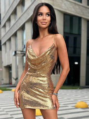 Gold Sequin Cami Mini Dress