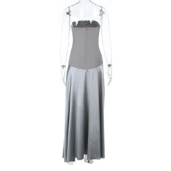 Minimalist grey formalwear made for galas and modern events-back view