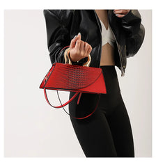 Alligator Textured Top Handle Bag