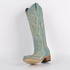 Knee High Embroidery Western Cowgirl Boots