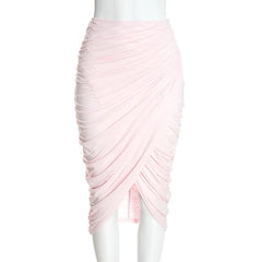 Long Sleeve Deep Neck Top and Ruched Pencil Skirt Set